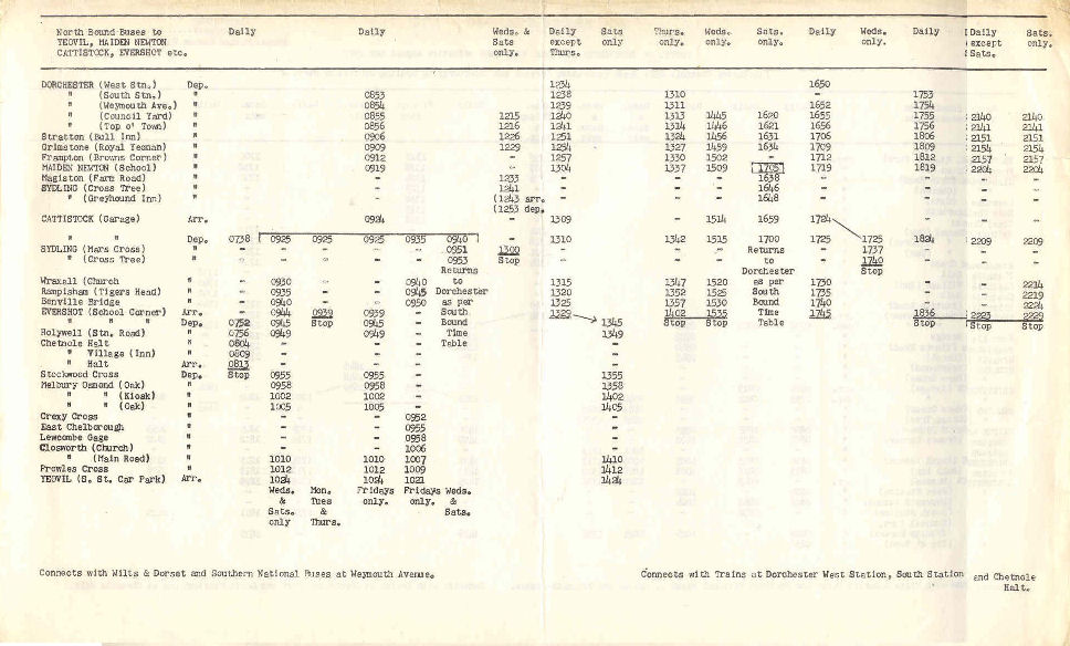 1967 timetable northbound
