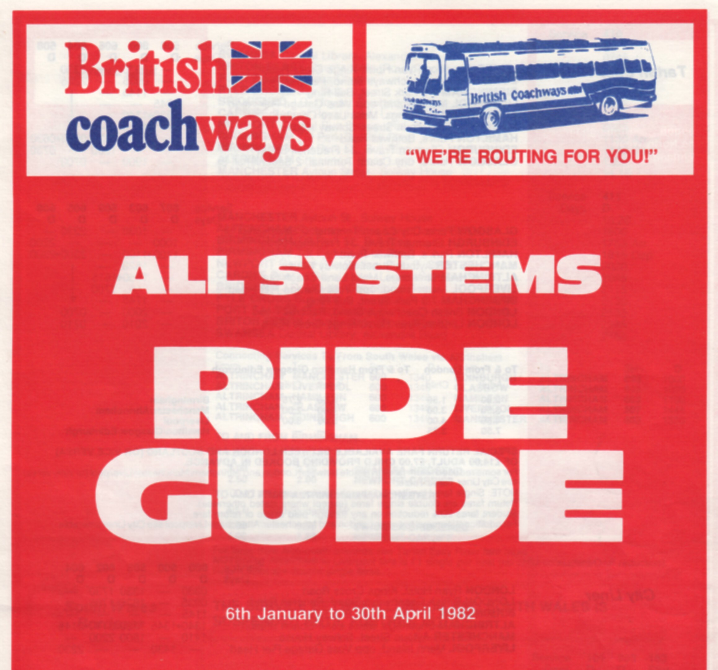 Ride Guide timetable January 1982