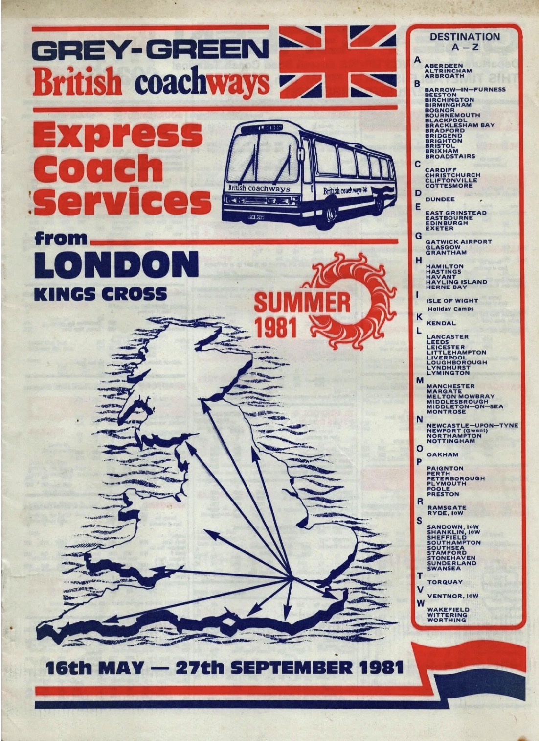 Cover of 1981 British Coachways timetable booklet