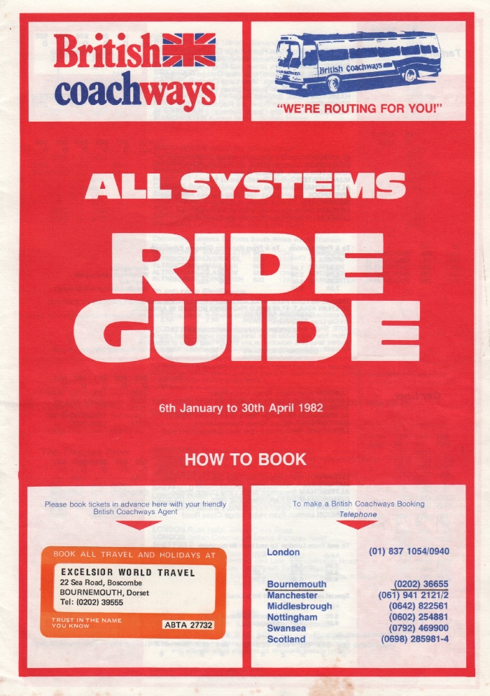 British Coachways January 1982 timetable