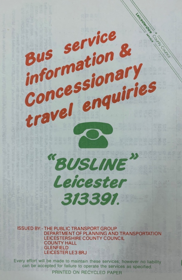 rear cover of 1990 Rutland Flyer timetable