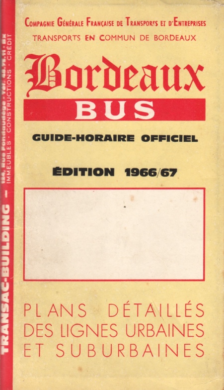 CGFTE Bordeaux timetable cover 1966
