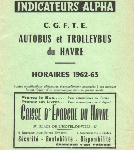 CGFTE timetable cover Le Havre 1962