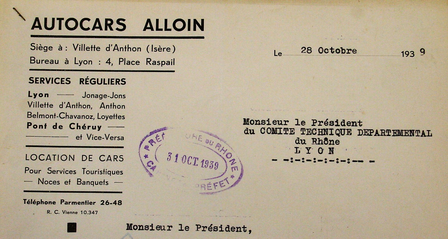 Alloin letterhead 1959