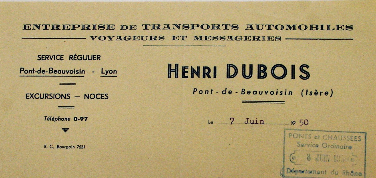 Dubois letterhead in 1950