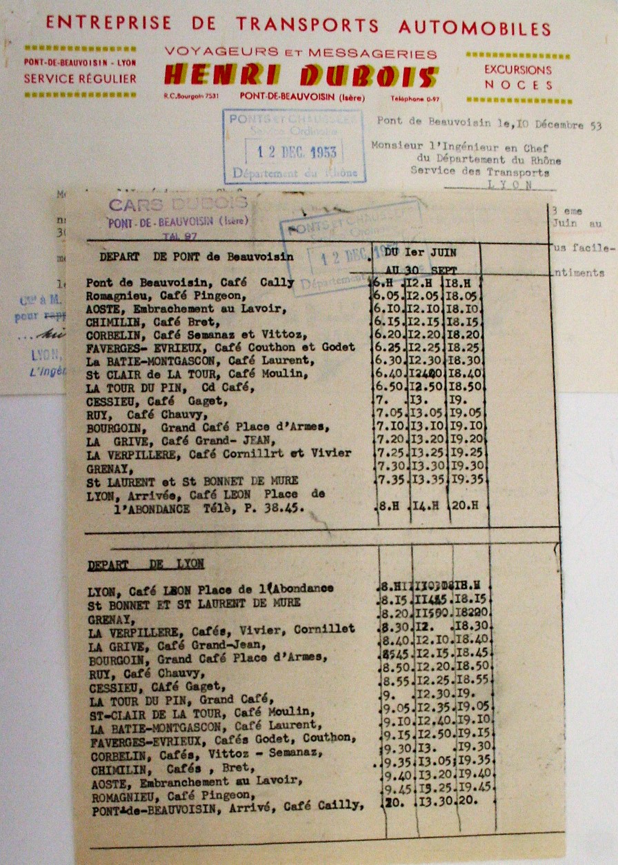 Dubois timetable 1953