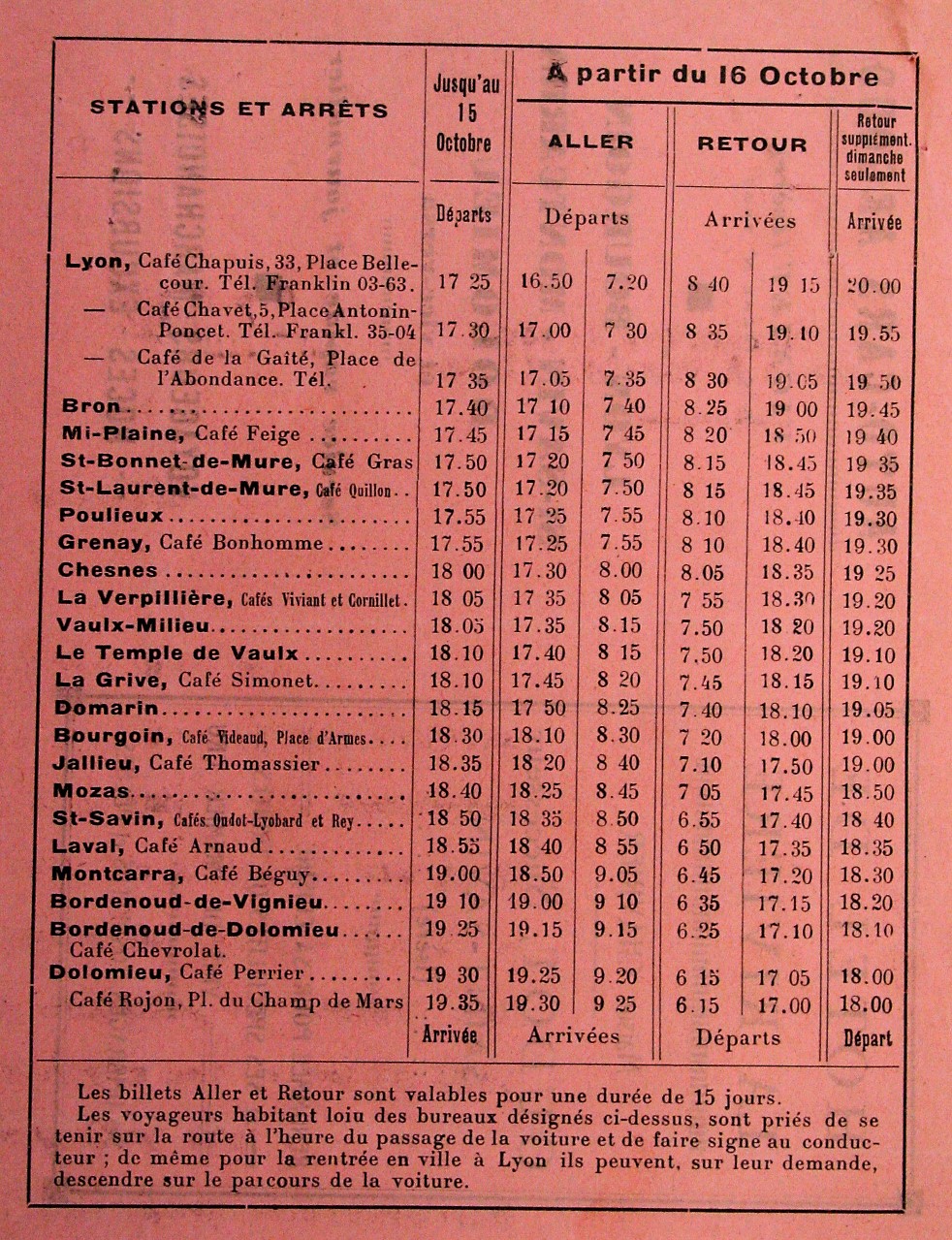 Argoud timetable