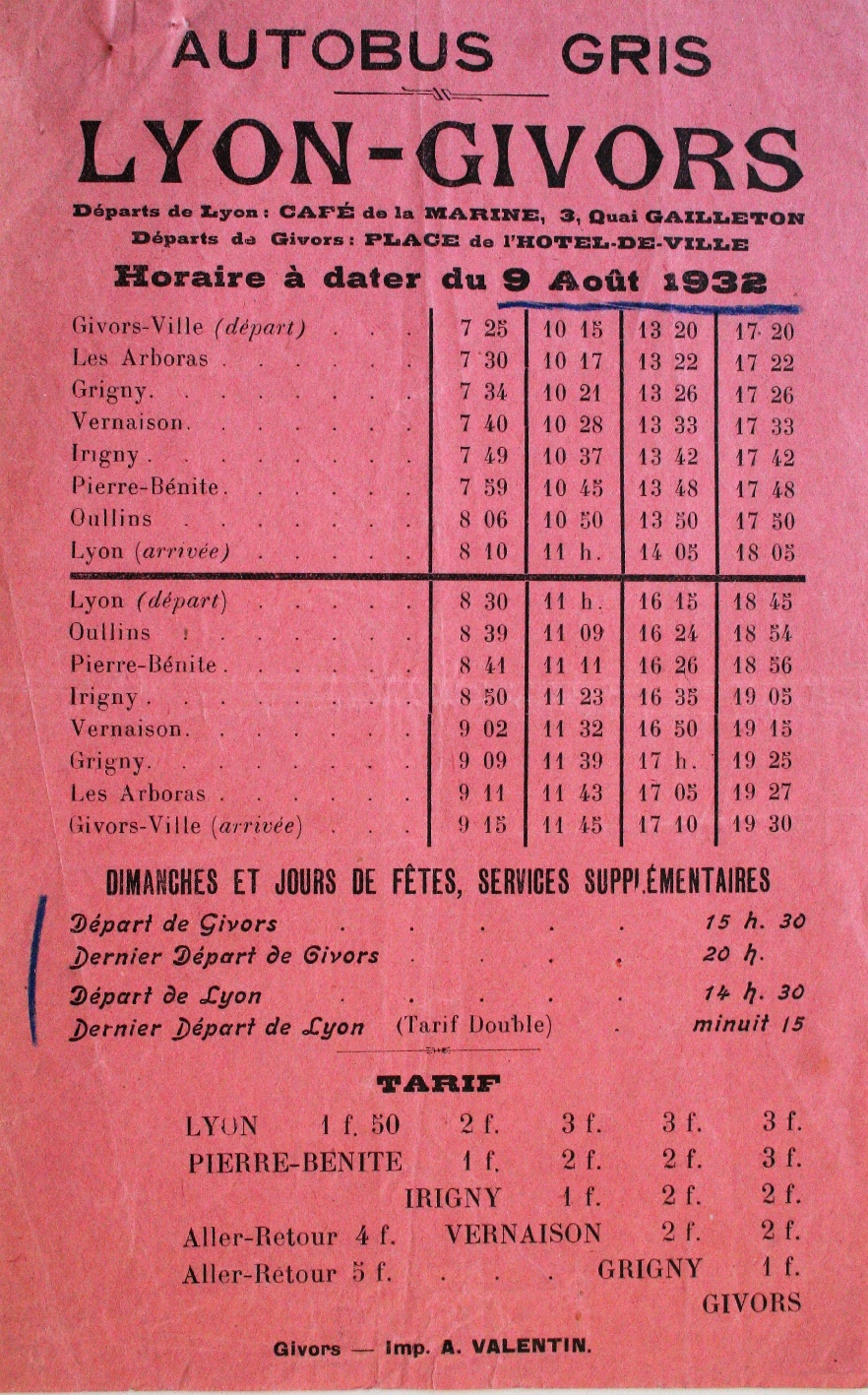 1933 timetable Givors