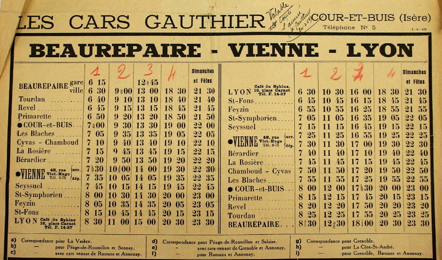1958 timetable