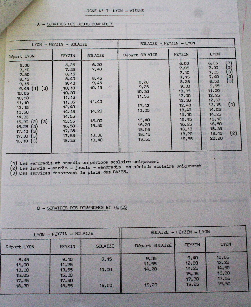1979 timetable Solazie - Lyon