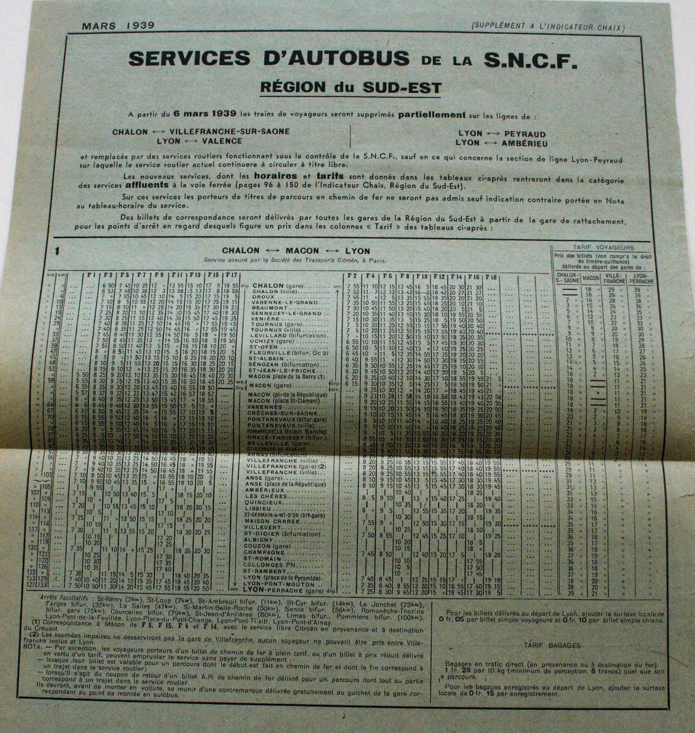 timetable 6 March 1939