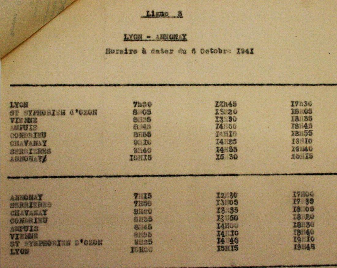 Lyon Annonay 1941 proposed timetable