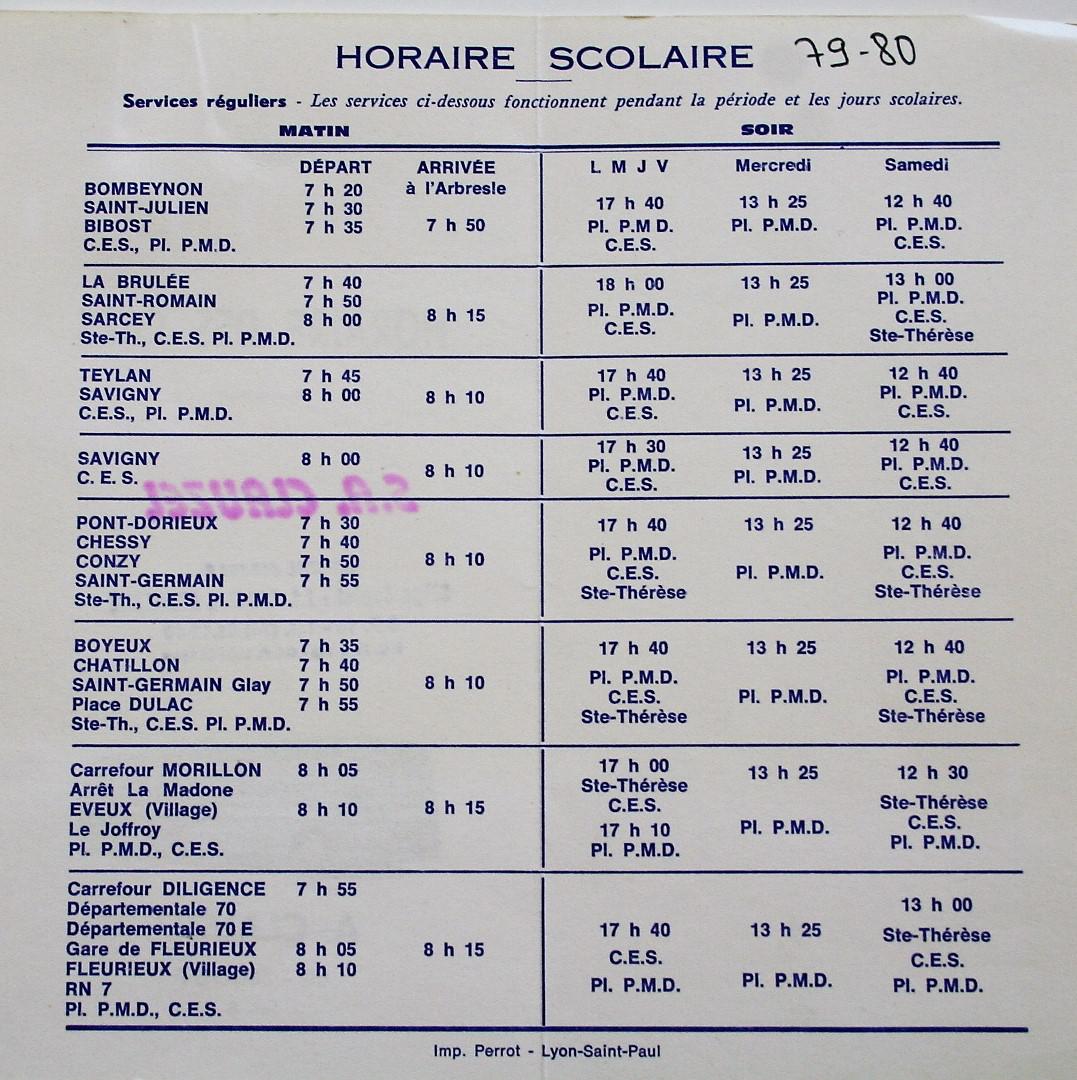 1979-80 school service timetable