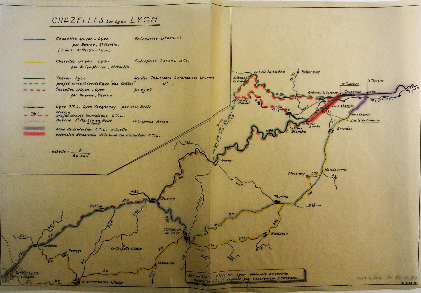 route map Chazelles to Lyon