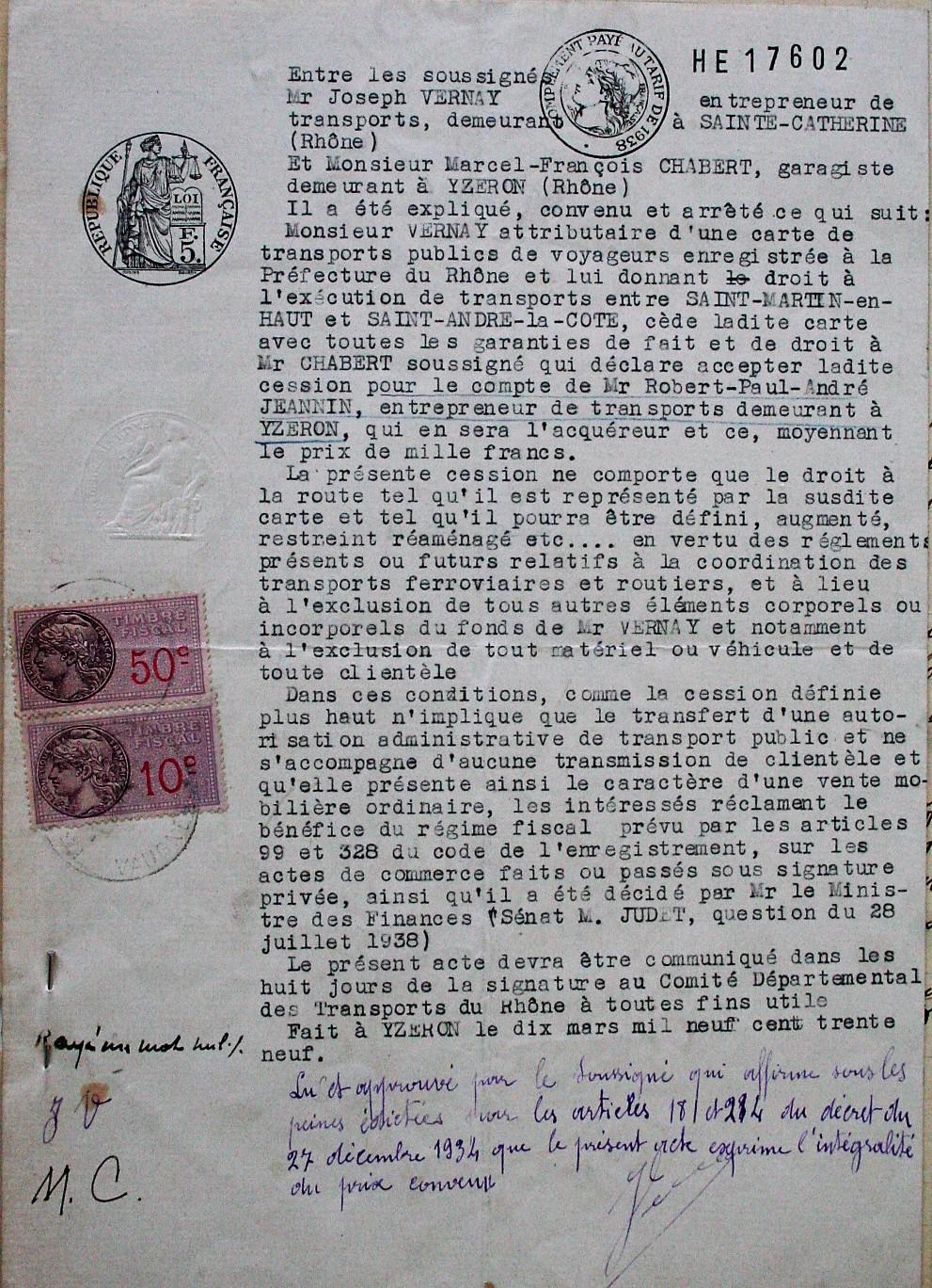 1939 sale contract