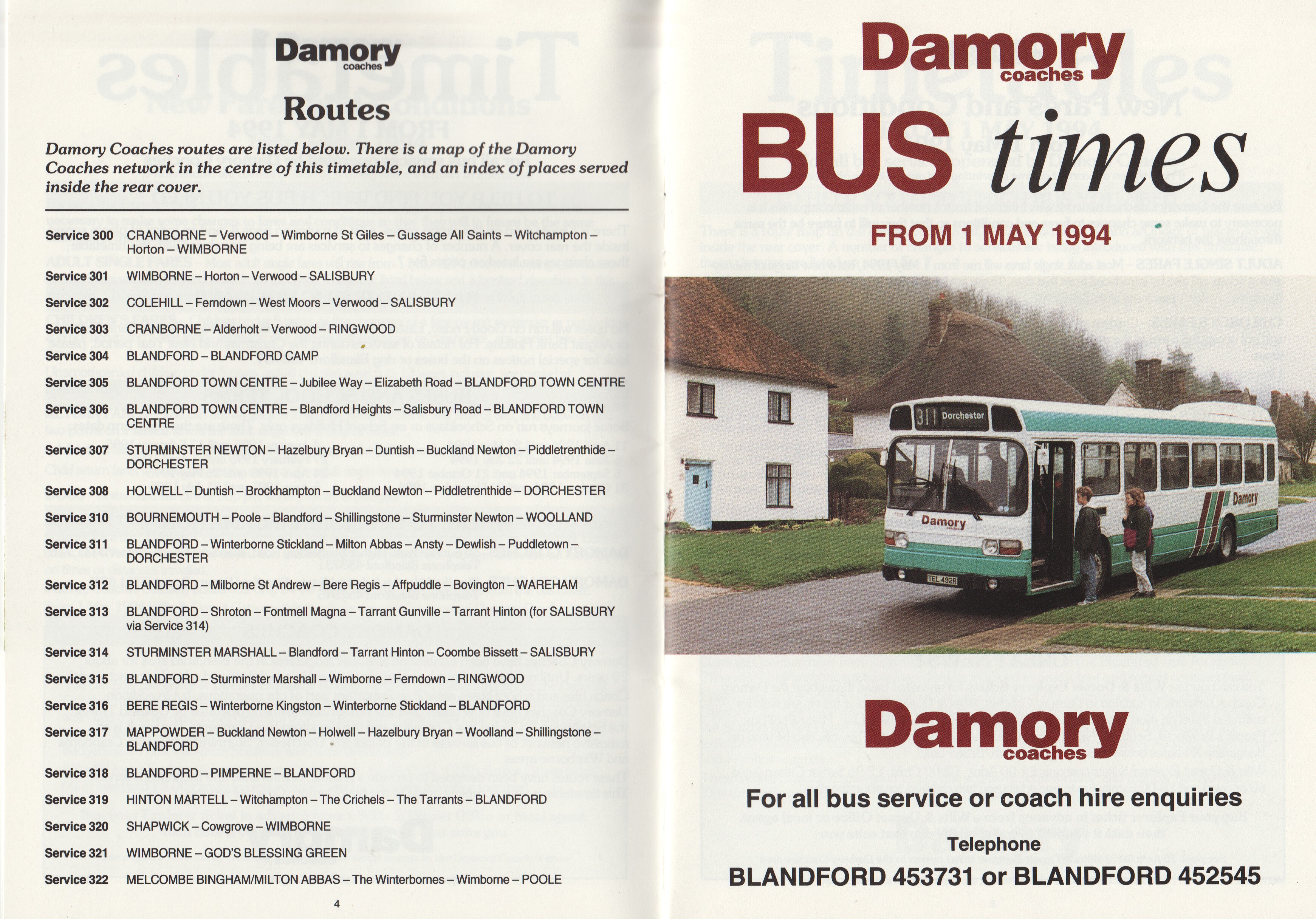Damory timetable book 1994