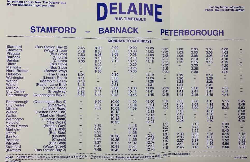 timetable 201 1995 stamford to peterborough