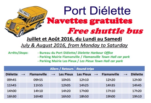 Dielette shuttle bus timetable 2016