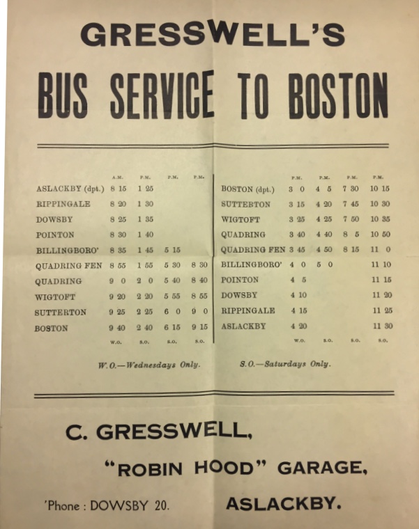 Gresswell Boston timetable