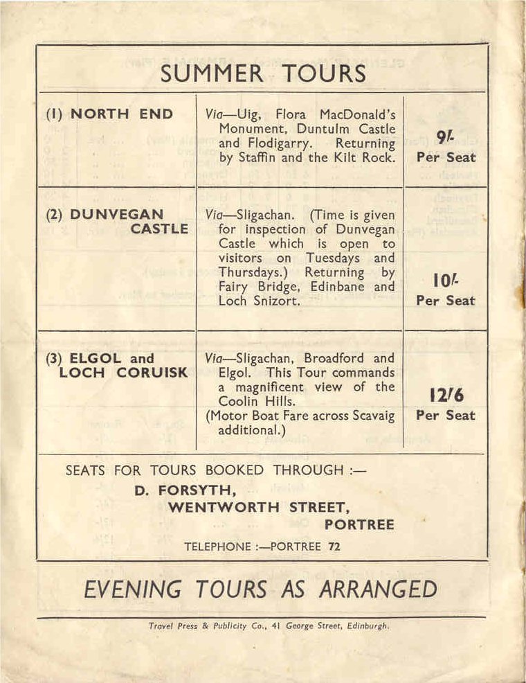 Tours programme