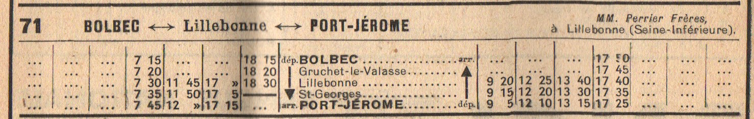 1945 Perrier Freres timetable
