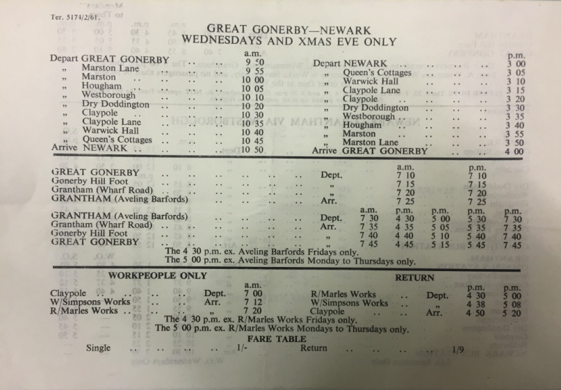 Pulfrey last page timetable booklet 1962-63