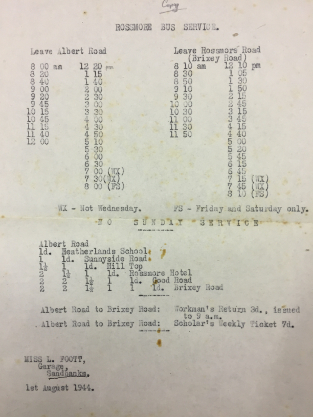 1944 wartime timetable, no SUnday service