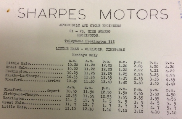 later timetable Sharpe of Heckington c1977