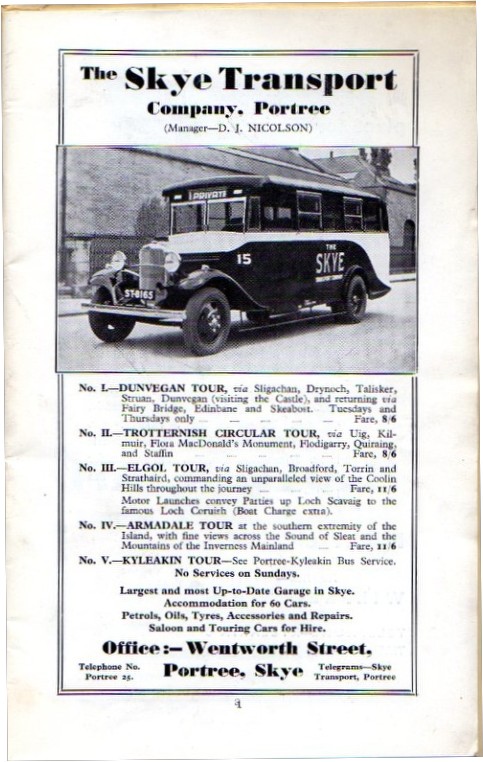 tours by Skye Transport 1939