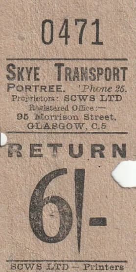 Six shilling return ticket Skye Transport