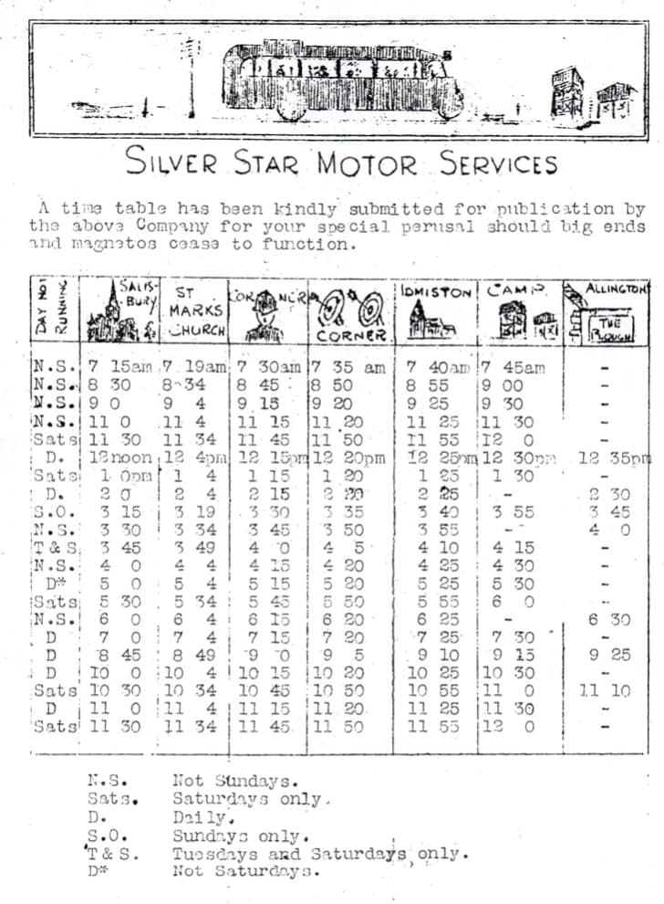 1933 Silver Star timetable
