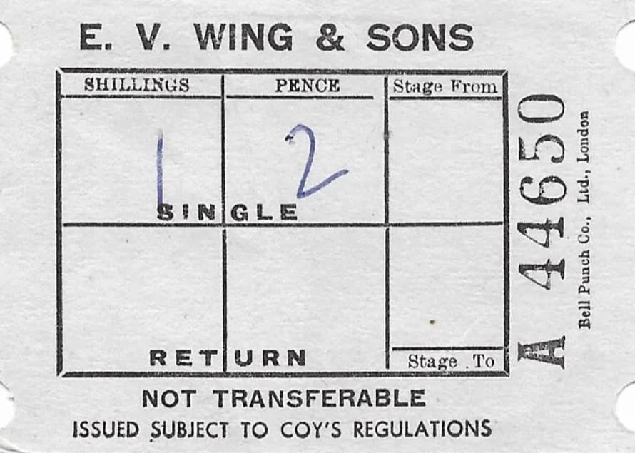 Wing's Bellgraphic ticket pre-decimal