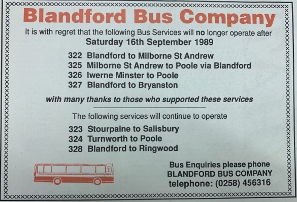 1989 newspaper advertisement showing changes in operations