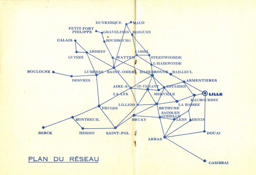 1964 plan of Citroen routes for the Lille network