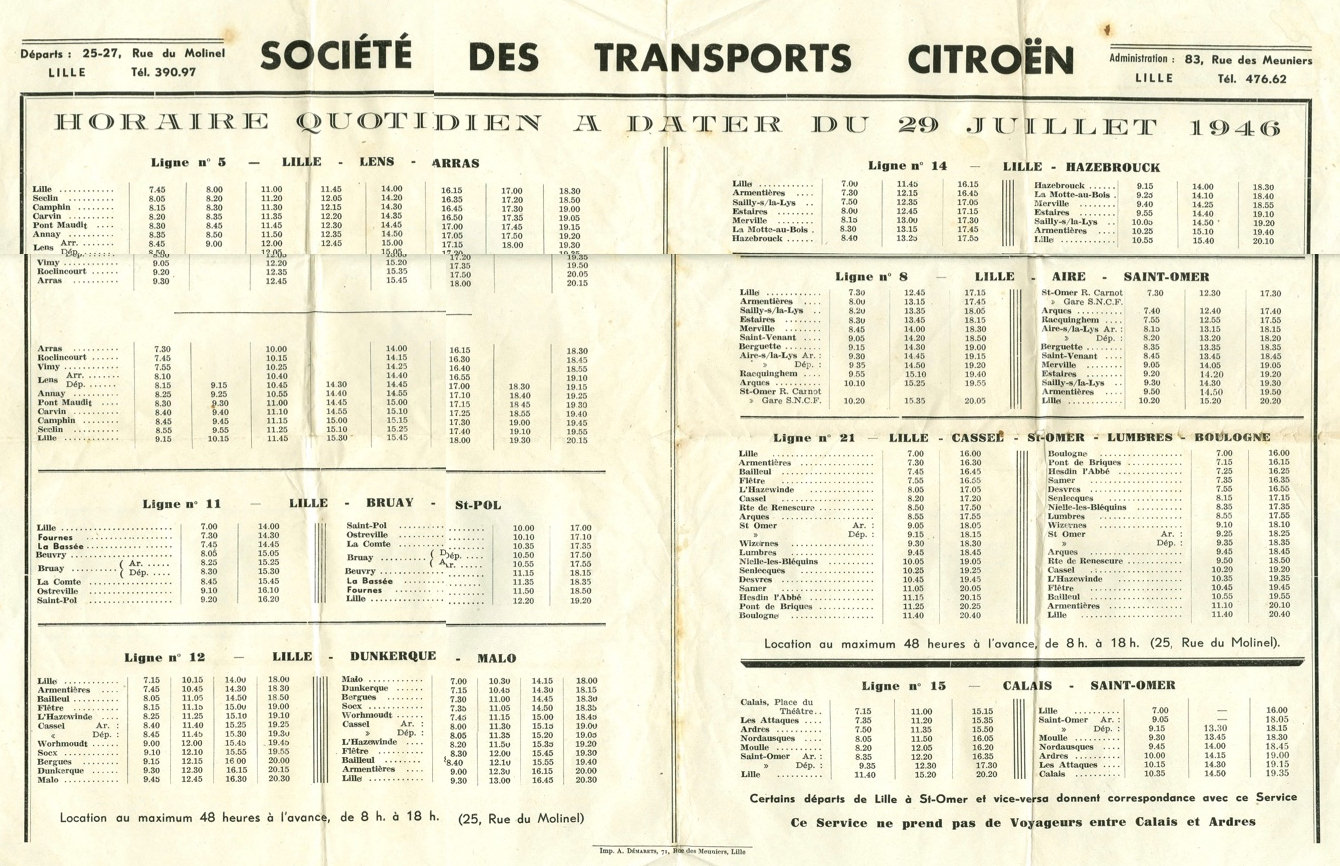 Lille area timetable 1946