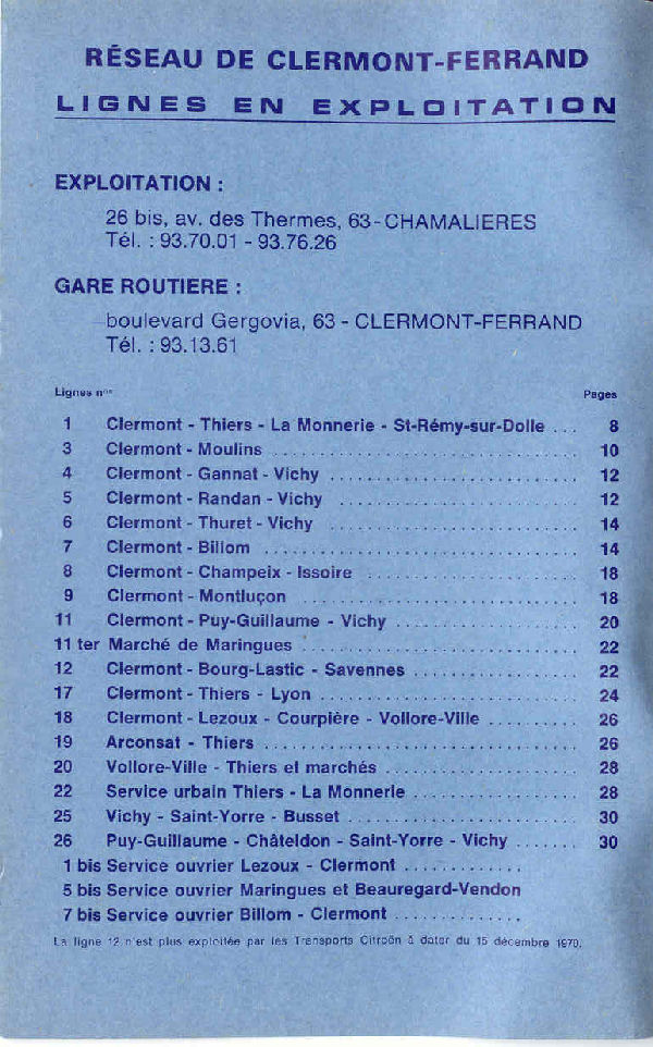 clermont list of routes
