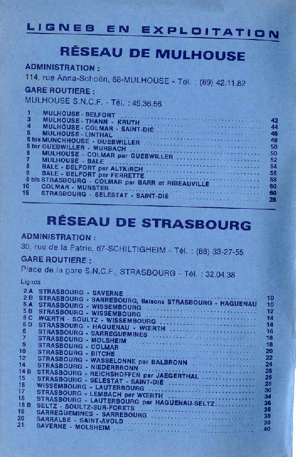 mulhouse and strasbourg list of routes 1971