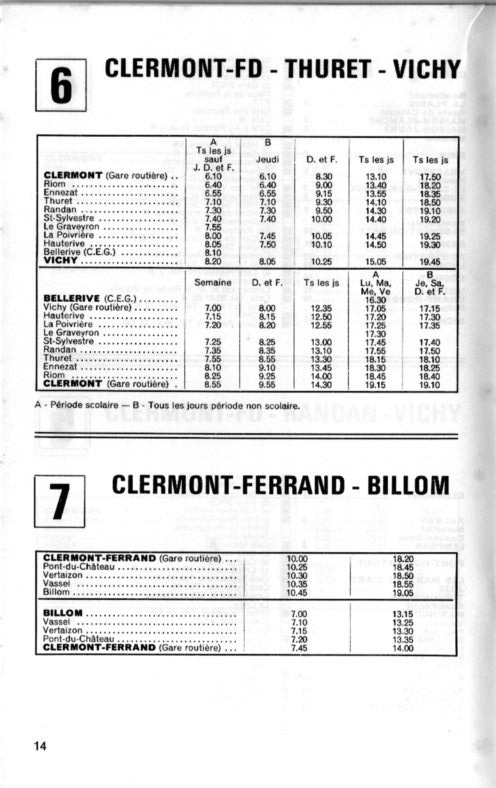 clermont 6/7 timetable