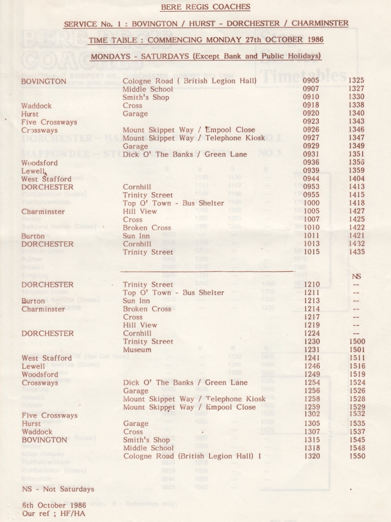 1986 Bovington service