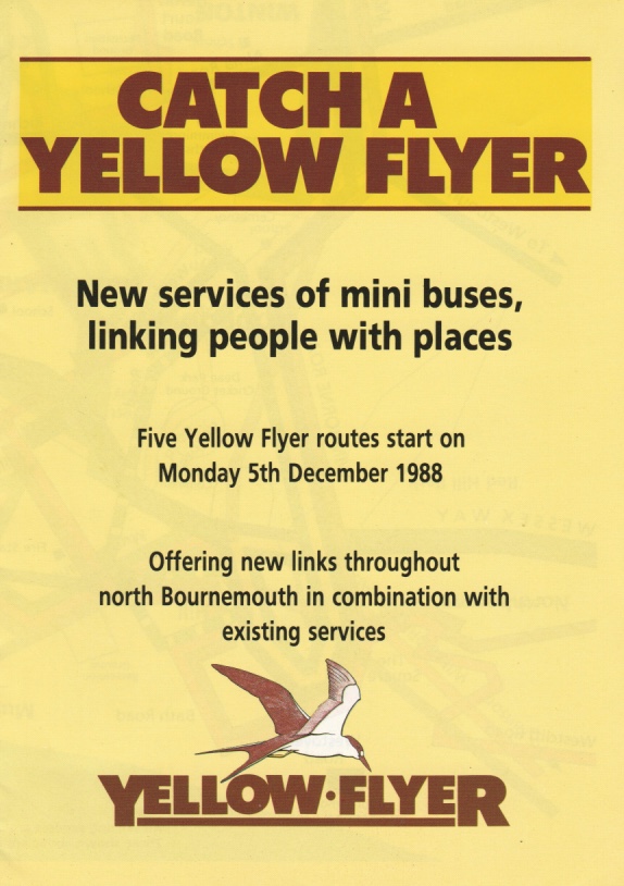 Cover of December 1988 Yellow Flyer timetable leaflet