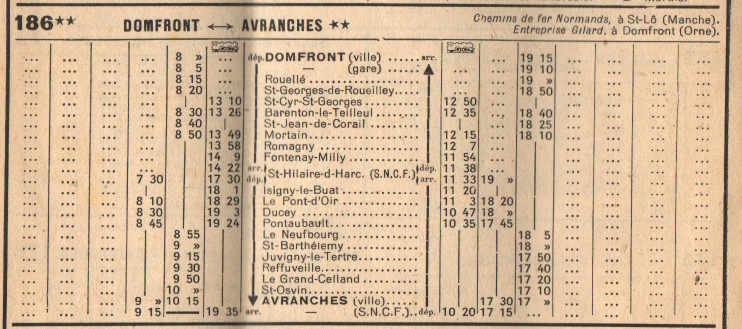 1945 Avranches timetable