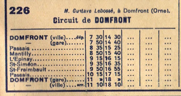 1945 Passasi timetable