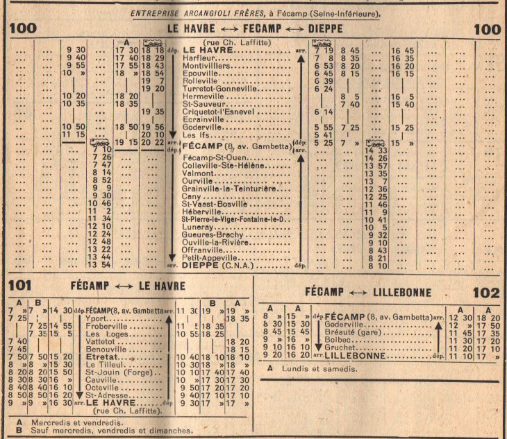 1945 timetable