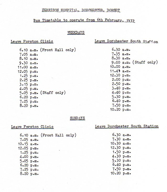 1972 timetable
