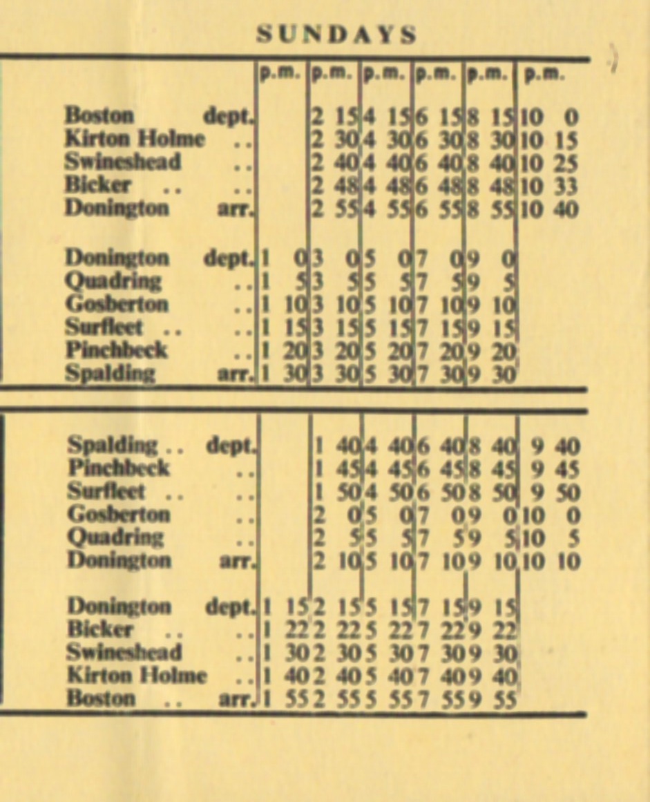 1954 Sunday timetable Camplin