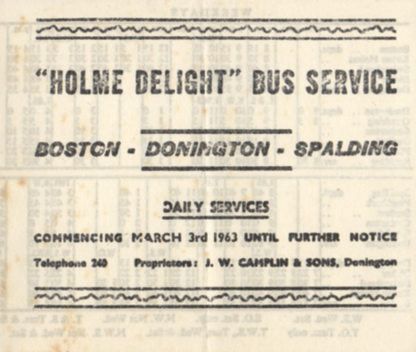 cover of 1963 Camplin timetable booklet