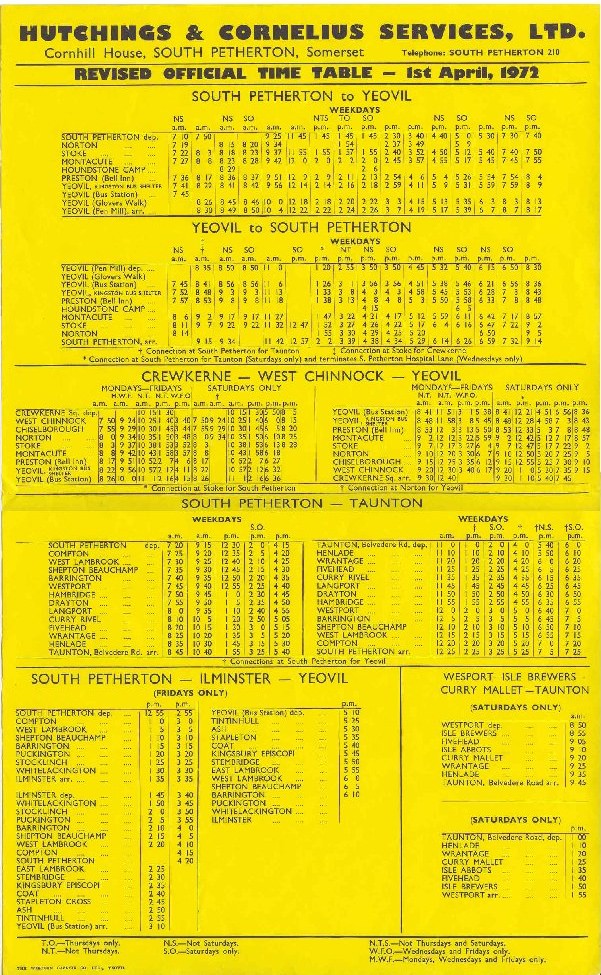 1972 timetable
