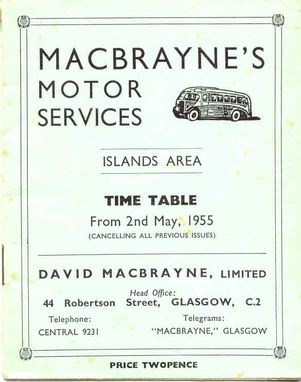 timetable cover islands area may 1955