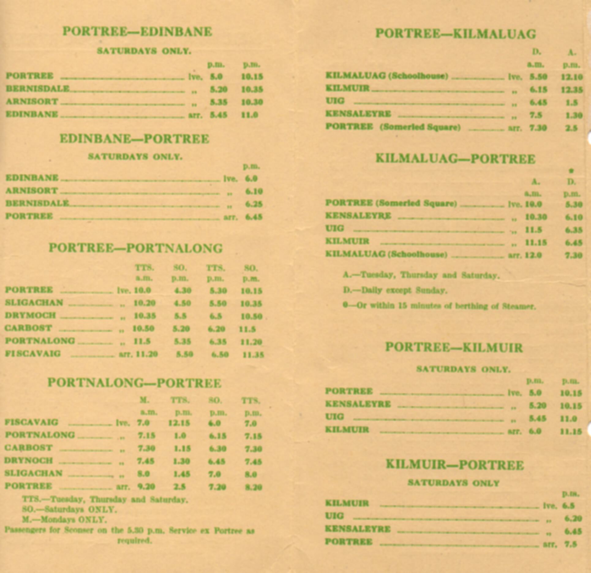page two of 1947 timetable card