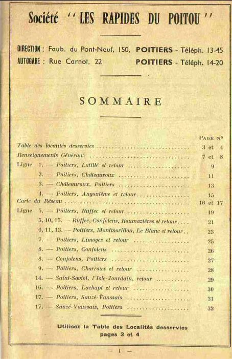 list of routes 1957 Rapides de Poitou